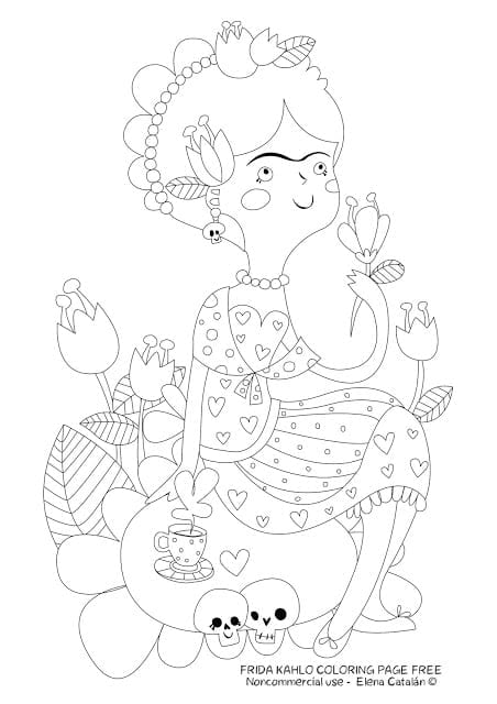 imagem de frida kahlo para colorir