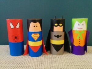 Animais com rolo de papel higiênico - Super-heróis