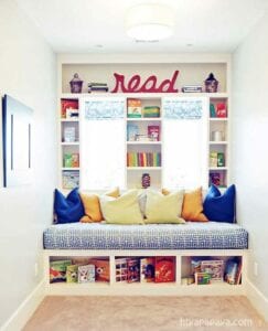 Espaço de leitura infantil em casa