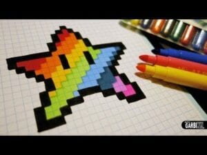 Desenhos quadriculados - estrela arco-íris
