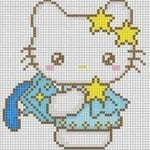Desenhos quadriculados - Hello Kitty azul