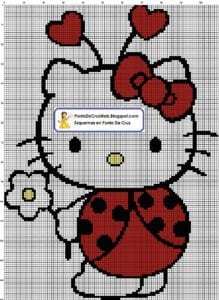 Desenhos quadriculados - Hello Kitty joaninha