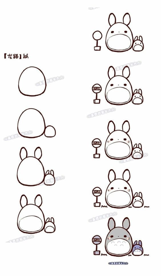 Desenhos kawaii para desenhar e colorir coelhos mae e filho