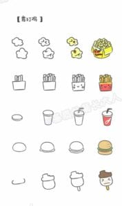 Desenhos kawaii para desenhar e colorir fast food