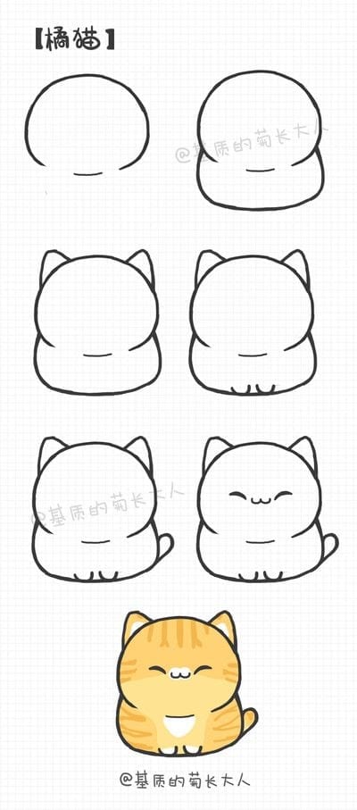 Desenhos kawaii para desenhar e colorir gatinho