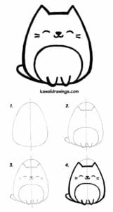 Desenhos kawaii para desenhar e colorir gato sorridente