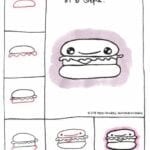 Desenhos kawaii para desenhar e colorir hamburguer