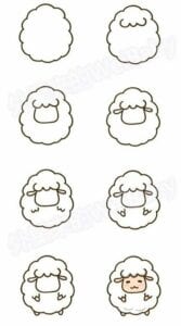 Desenhos kawaii para desenhar e colorir ovelha