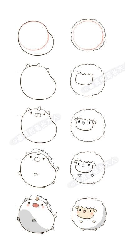 Desenhos kawaii para desenhar e colorir ovelhinha