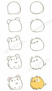 Desenhos kawaii para desenhar e colorir rato