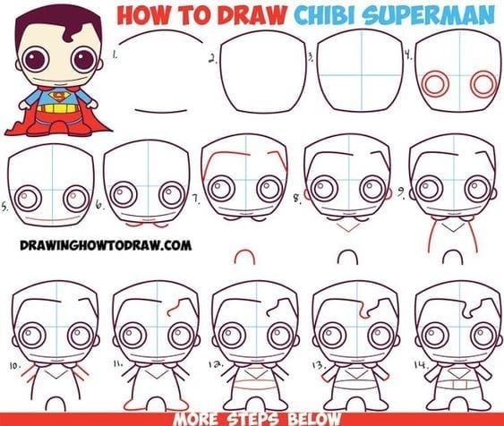 Desenhos kawaii para desenhar e colorir superman