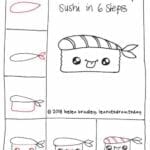 Desenhos kawaii para desenhar e colorir sushi