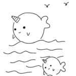 desenhos para colorir kawaii baleia unicornio