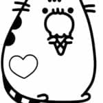 desenhos para colorir kawaii gato tomando sorvete