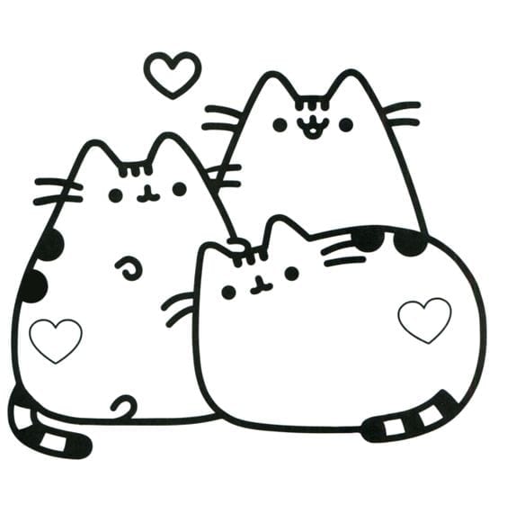 desenhos para colorir kawaii gatos juntos
