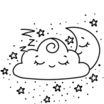 desenhos para colorir kawaii lua e nuvem