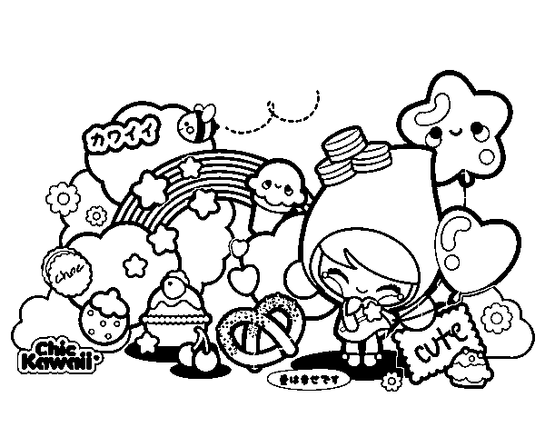 desenhos para colorir kawaii personagens