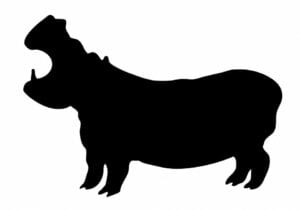 silhuetas de animais mamiferos para imprimir hipopotamo