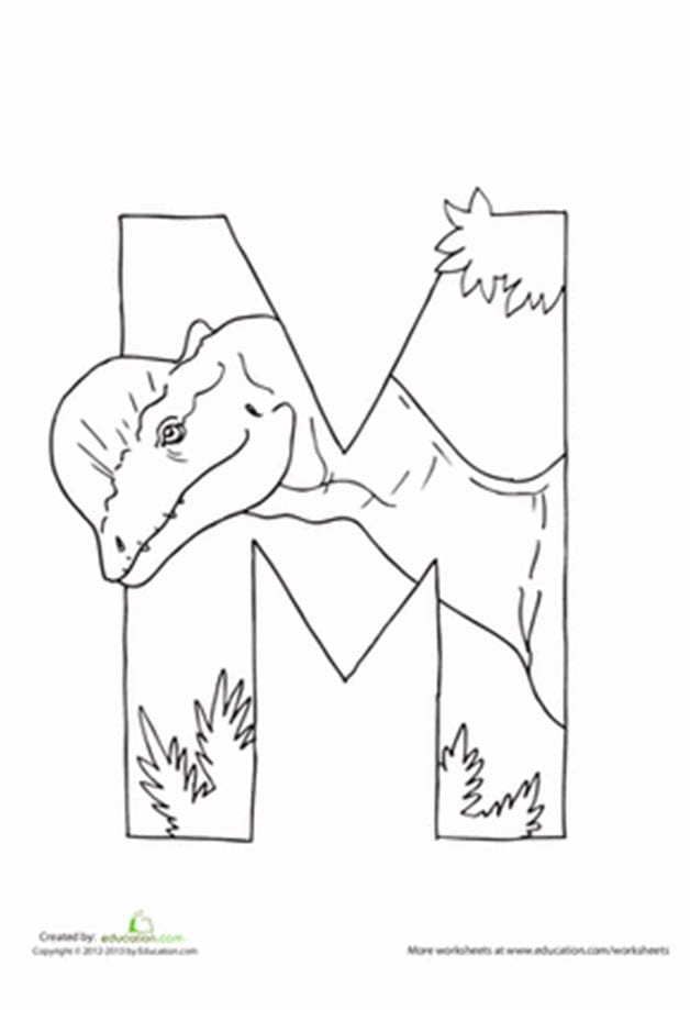 alfabeto de dinossauros para imprimir letra M