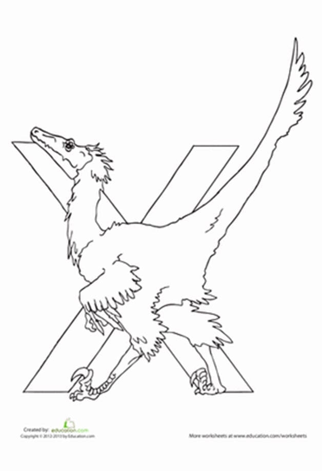 alfabeto de dinossauros para imprimir letra X