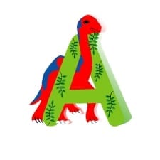 alfabeto ilustrado com dinossauros letra A
