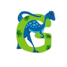 alfabeto ilustrado com dinossauros letra G