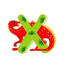 alfabeto ilustrado com dinossauros letra X