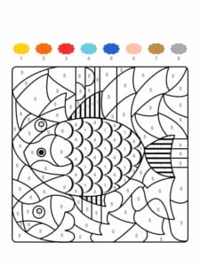 colorir com numero peixe